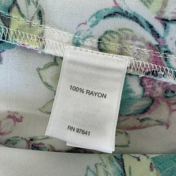 J Jill Floral Sleeveless Top 4X White Teal Lightweight Summer - Picture 8 of 9